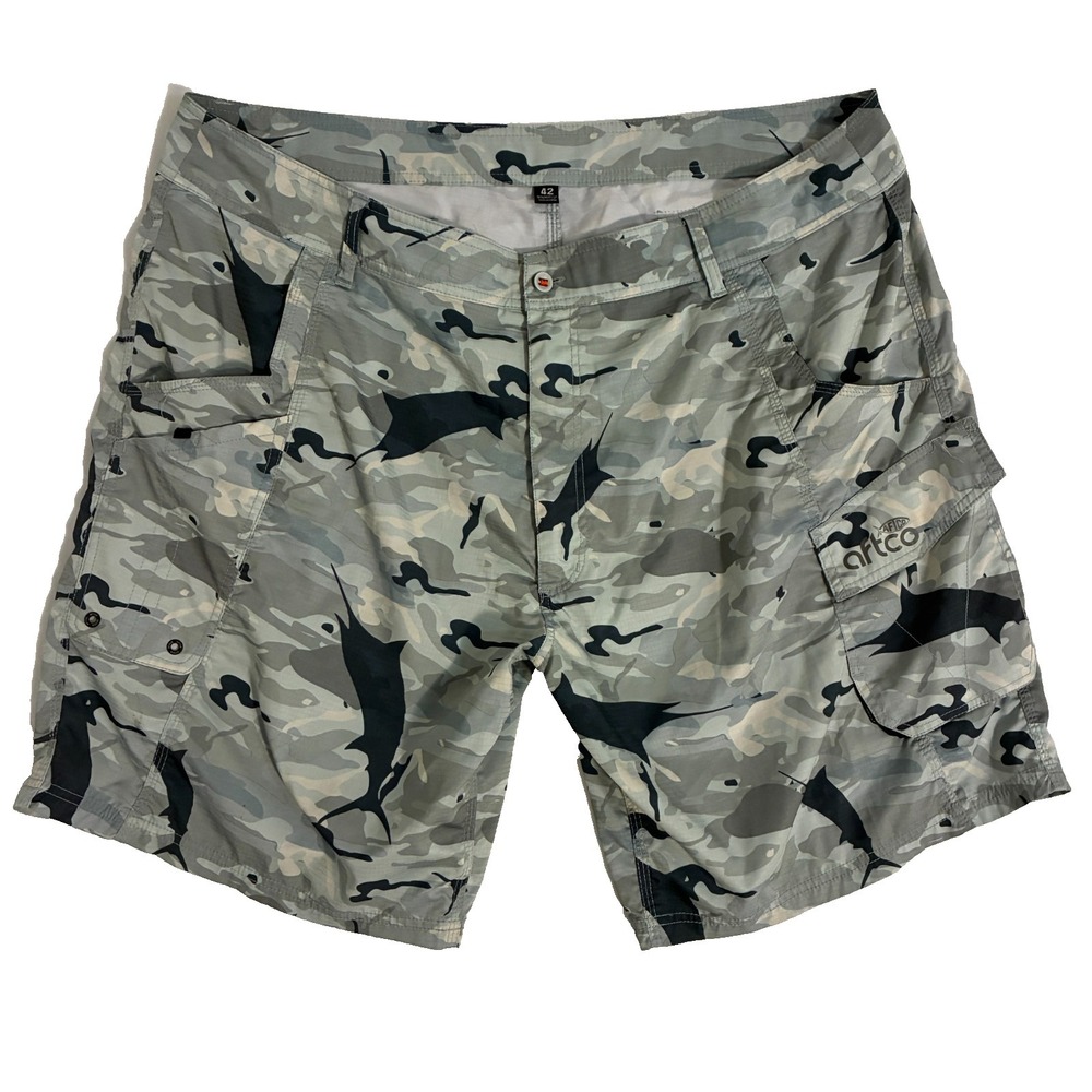 AFTCO Fishing Camo Cargo Shorts Mens Size 42 (Fits 44) Utility Pockets Gorpcore